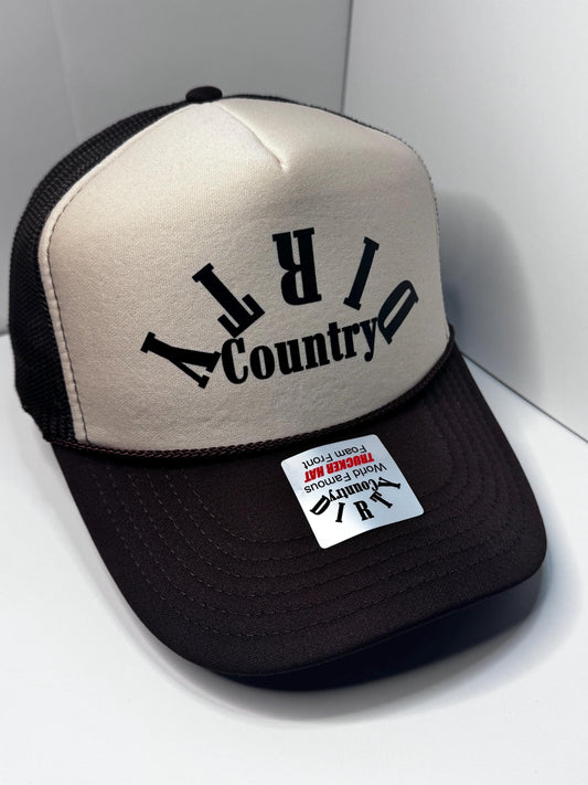 Original Dirty Country Brown Hat Custom Trucker Hat that started all the parodies, Adjustable Snapback Closure, and Ideal for Any Occasion