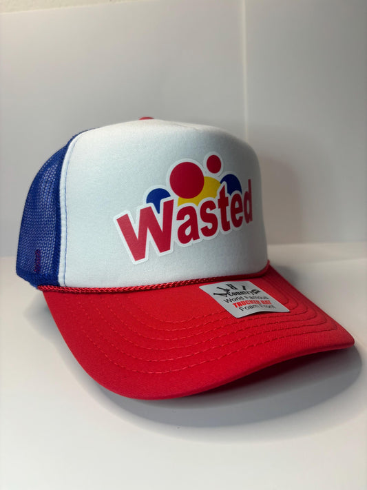 Wasted  Custom Trucker Hat with parody design, Adjustable Snapback Closure, and Ideal for Any Occasion