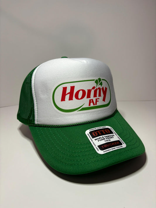 Horny AF  Custom Trucker Hat with parody design, Adjustable Snapback Closure, and Ideal for Any Occasion