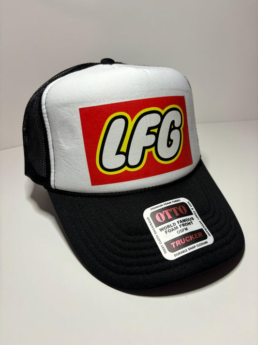 LFG Custom Trucker Hat with parody design, Adjustable Snapback Closure, and Ideal for Any Occasion