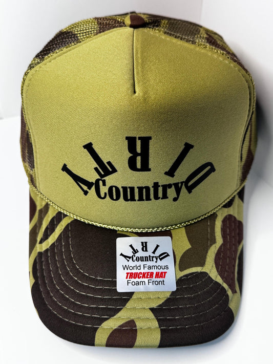 Original Dirty Country Camo  Custom Trucker Hat with parody design, Adjustable Snapback Closure, and Ideal for Any Occasion