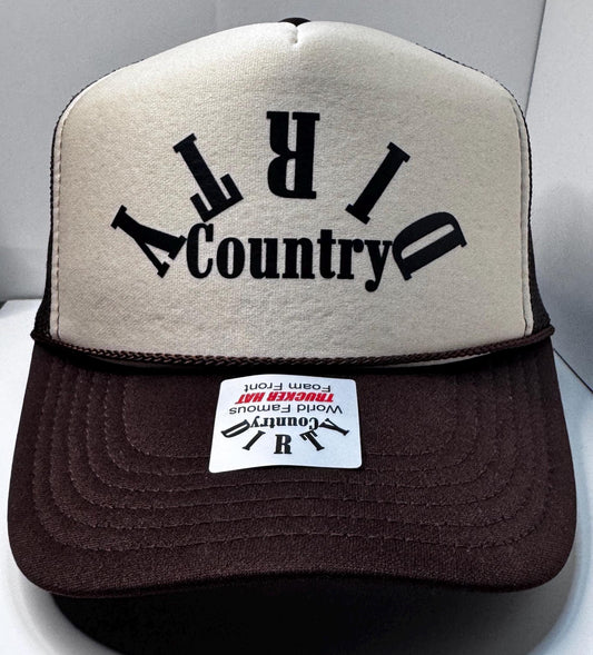 Original Dirty Country Brown Hat Custom Trucker Hat that started all the parodies, Adjustable Snapback Closure, and Ideal for Any Occasion