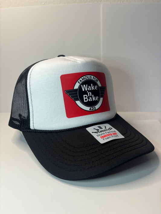 Wake N Bake Custom Trucker Hat with parody design, Adjustable Snapback Closure, and Ideal for Any Occasion