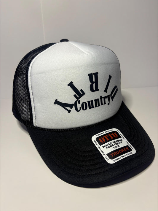 Original Dirty Country Black/ White Custom Trucker Hat that started all the parodies, Adjustable Snapback Closure, and Ideal for Any Occasion