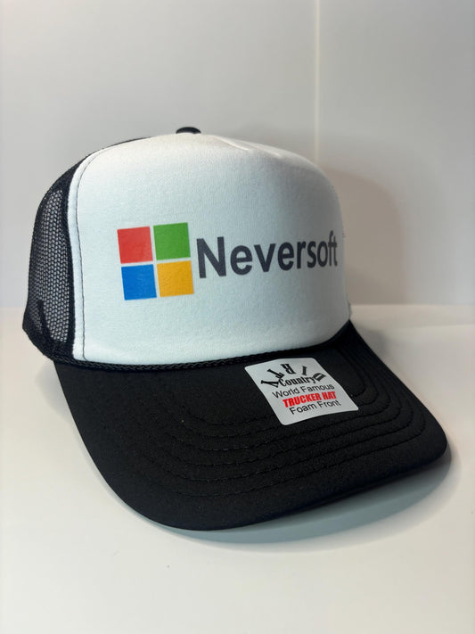 Neversoft Custom Trucker Hat with parody design, Adjustable Snapback Closure, and Ideal for Any Occasion