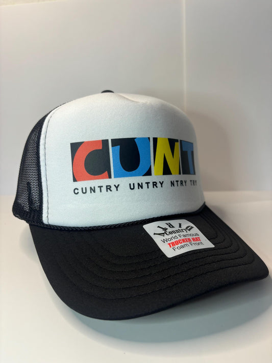 C.U.N.T.  Custom Trucker Hat with parody design, Adjustable Snapback Closure, and Ideal for Any Occasion