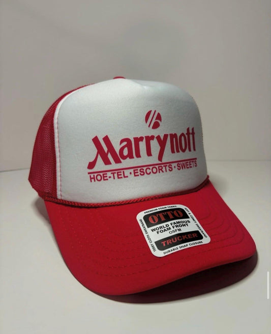 Marrynott Custom Trucker Hat with parody design, Adjustable Snapback Closure, and  Logo, Ideal for Any Occasion