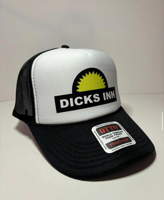 Dicks Inn Custom Trucker Hat with parody design, Adjustable Snapback Closure, and  Logo, Ideal for Any Occasion