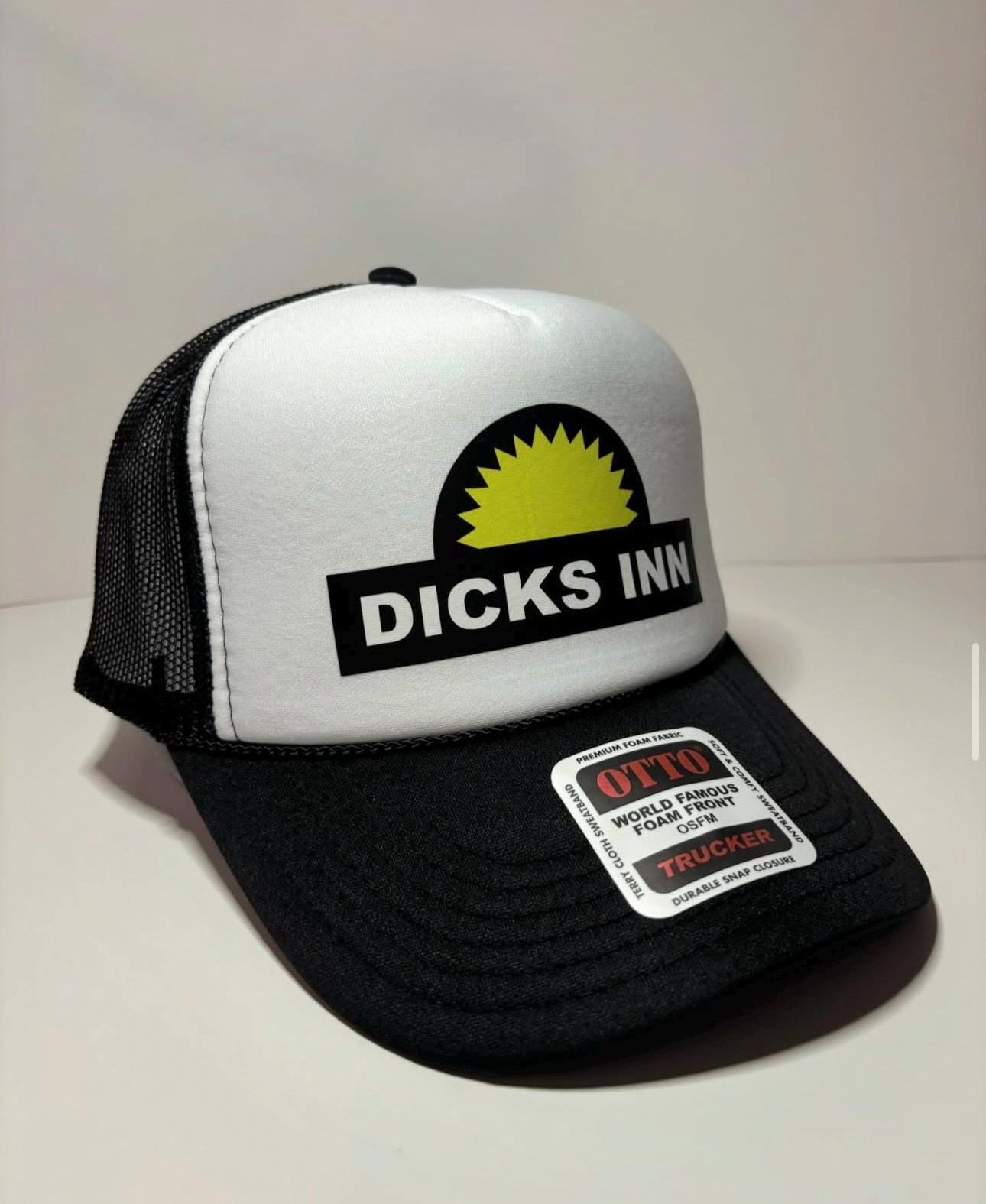 Dicks Inn Custom Trucker Hat with parody design, Adjustable Snapback Closure, and  Logo, Ideal for Any Occasion