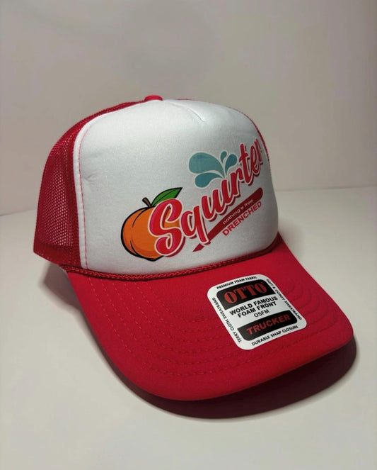 Squirter Custom Trucker Hat with parody design, Adjustable Snapback Closure, and  Logo, Ideal for Any Occasion