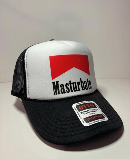 Masturbate Custom Trucker Hat with parody design, Adjustable Snapback Closure, and  Logo, Ideal for Any Occasion