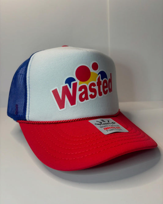 Wasted  Custom Trucker Hat with parody design, Adjustable Snapback Closure, and Ideal for Any Occasion