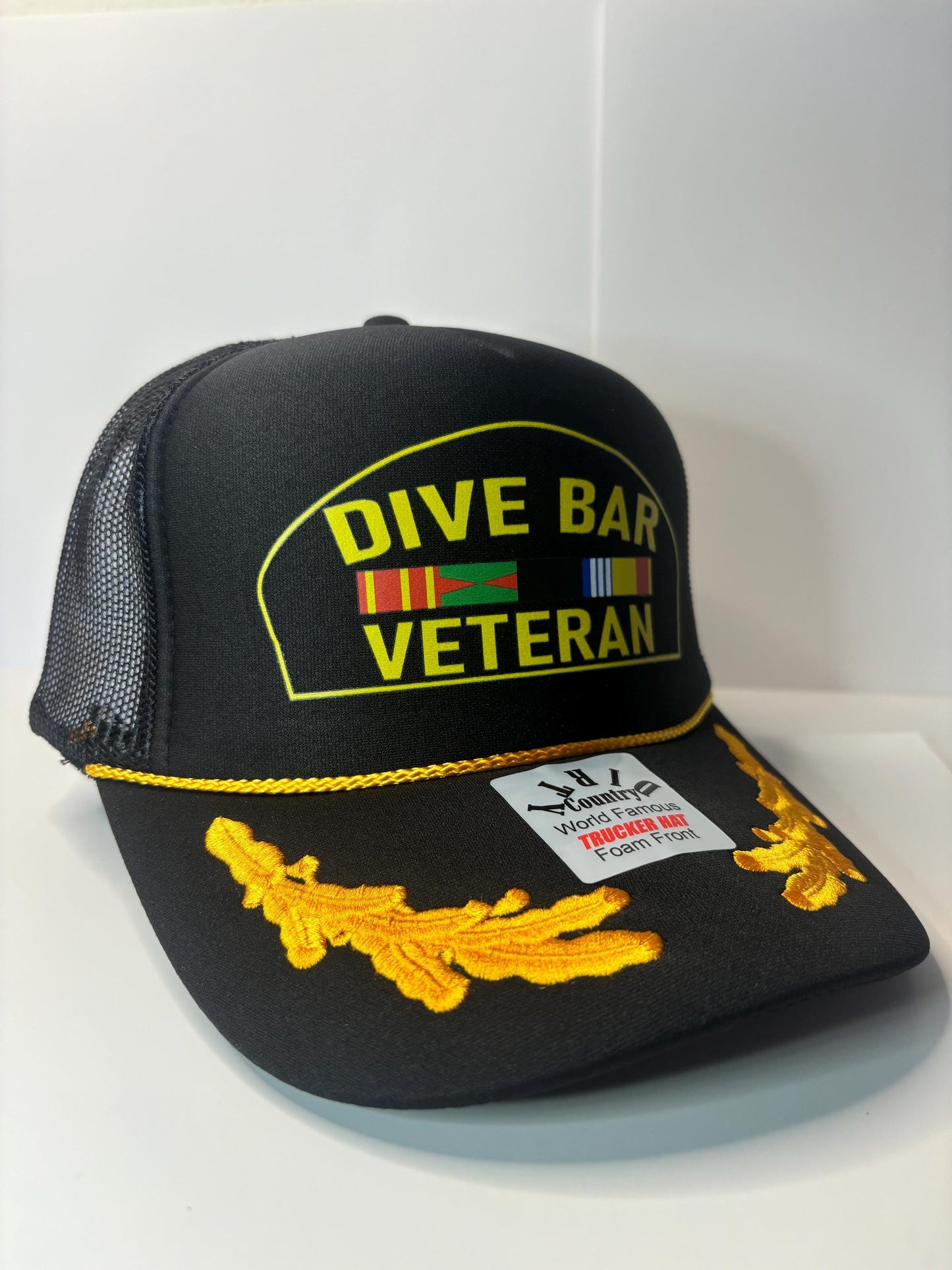 Dive Bar Veteran Custom Trucker Hat with parody design, Adjustable Snapback Closure, and Ideal for Any Occasion