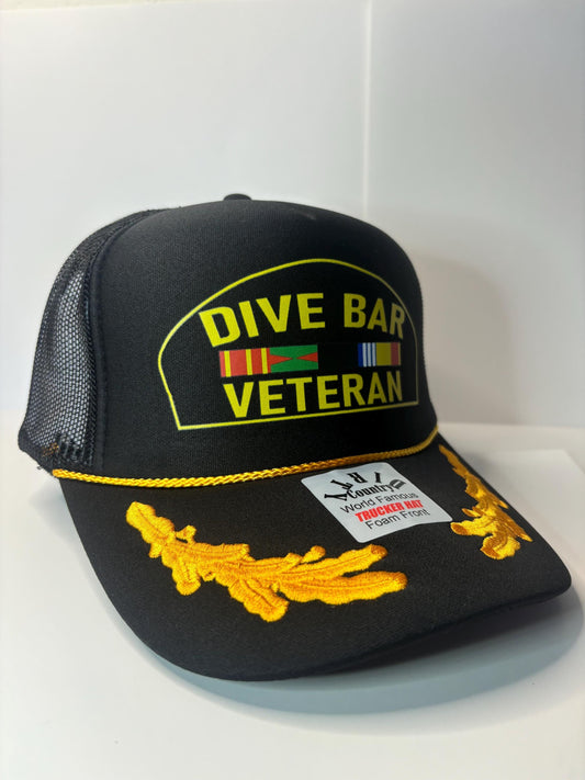 Dive Bar Veteran Custom Trucker Hat with parody design, Adjustable Snapback Closure, and Ideal for Any Occasion