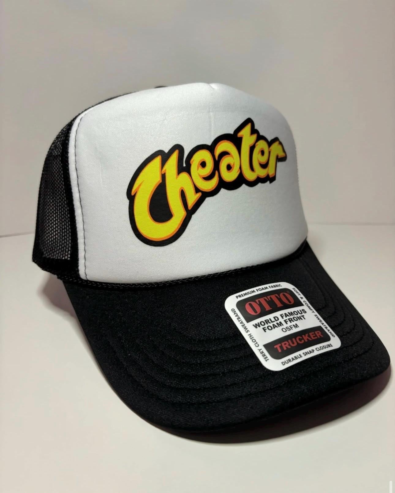 Cheater Custom Trucker Hat with parody design, Adjustable Snapback Closure, and Ideal for Any Occasion