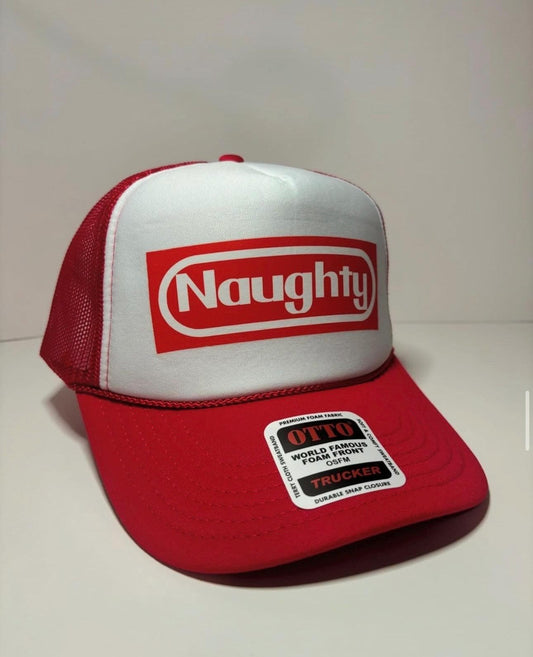 Naughty Custom Trucker Hat with parody design, Adjustable Snapback Closure, and Logo, Ideal for Any Occasion