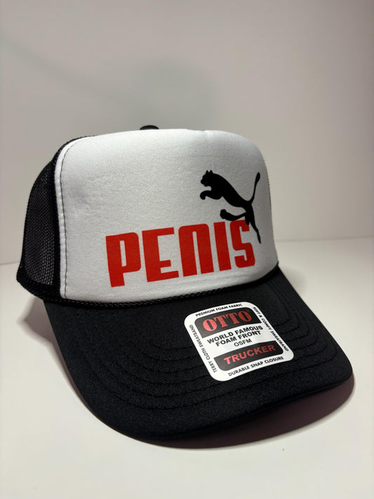 Penis Custom Trucker Hat with parody design, Adjustable Snapback Closure, and Ideal for Any Occasion
