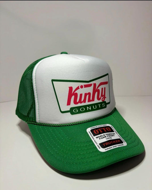 Kinky Gonuts Custom Trucker Hat with parody design, Adjustable Snapback Closure, and  Logo, Ideal for Any Occasion